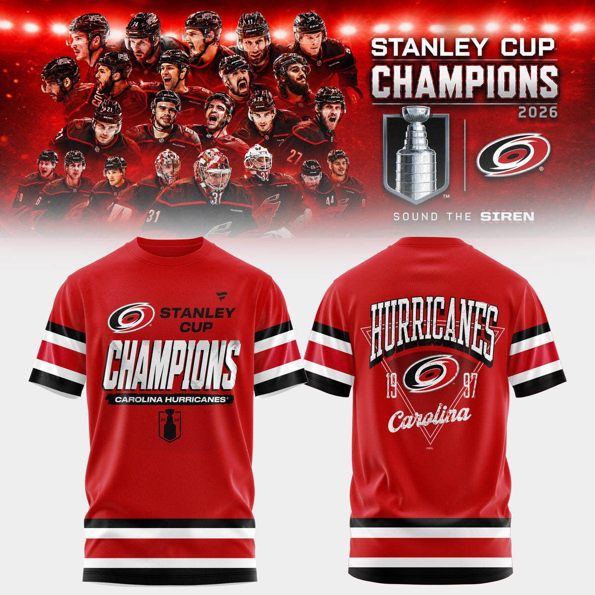 C Hurricanes 2026 Stanley Cup Champions Red Tshirt