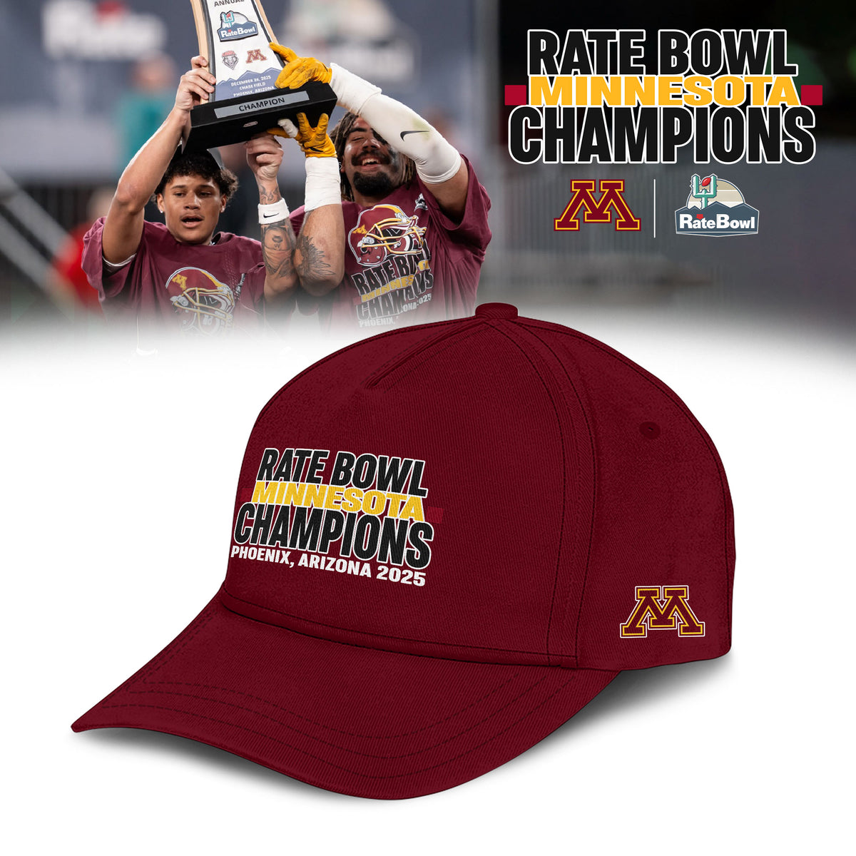 Minnesota Golden Gophers 2025 Rate Bowl Champions TShirt