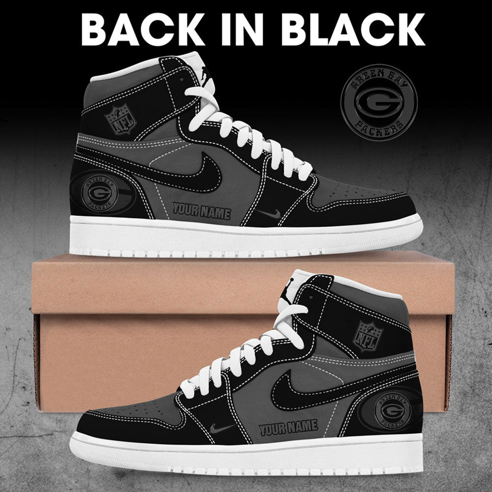 . GB Packers Back In Black Custom Name Shoes JD