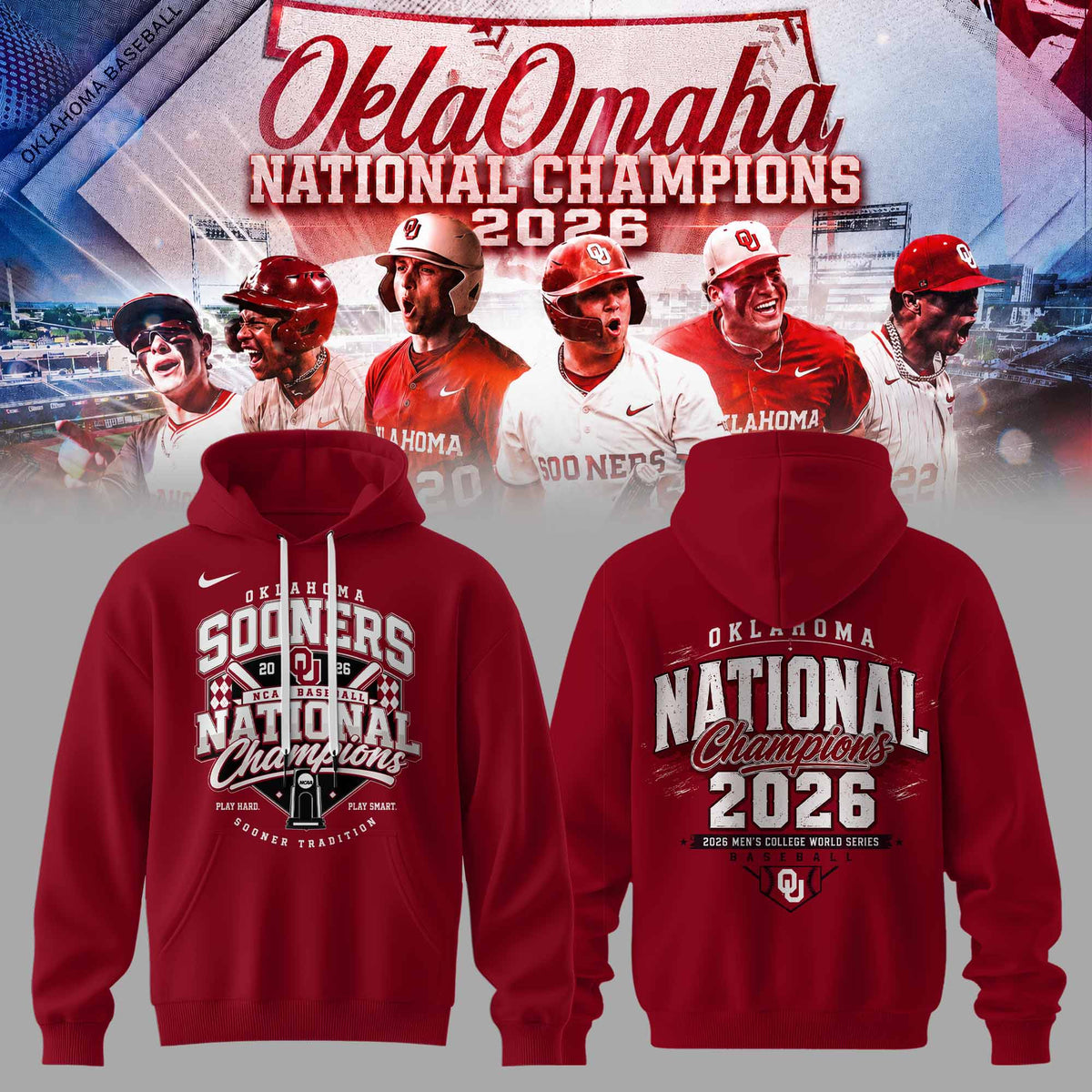 Oklahoma Sooners Baseball 2026 National Champions Hoodie