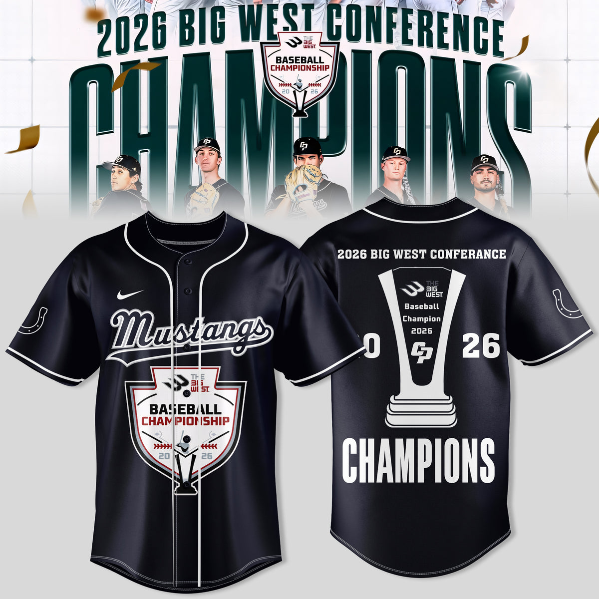 _ Big West Conference 2026 Champions – Cal Poly Mustangs Baseball Jersey