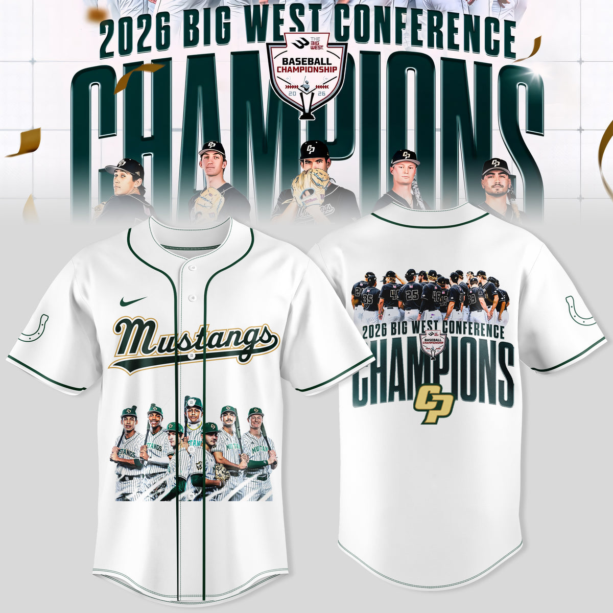 _ Big West Conference 2026 Champions – Cal Poly Mustangs Baseball Jersey