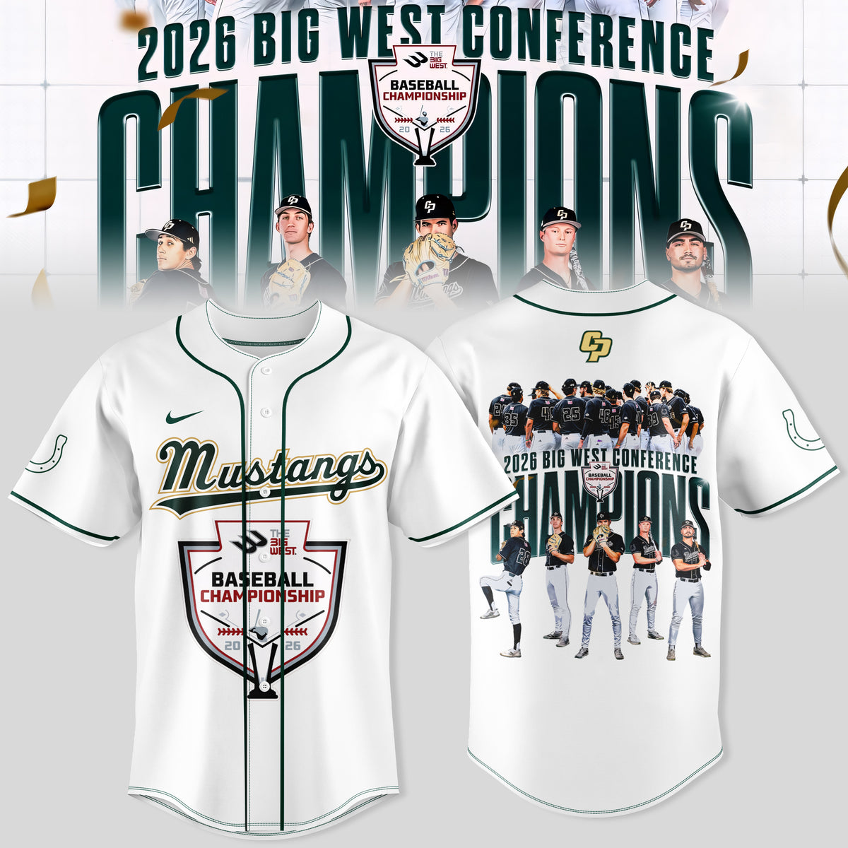 _ Big West Conference 2026 Champions – Cal Poly Mustangs Baseball Jersey