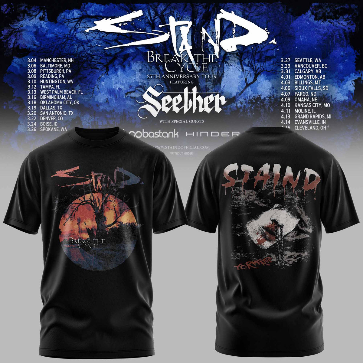 STAIND — BREAK THE CYCLE 25TH ANNIVERSARY TOUR TEE