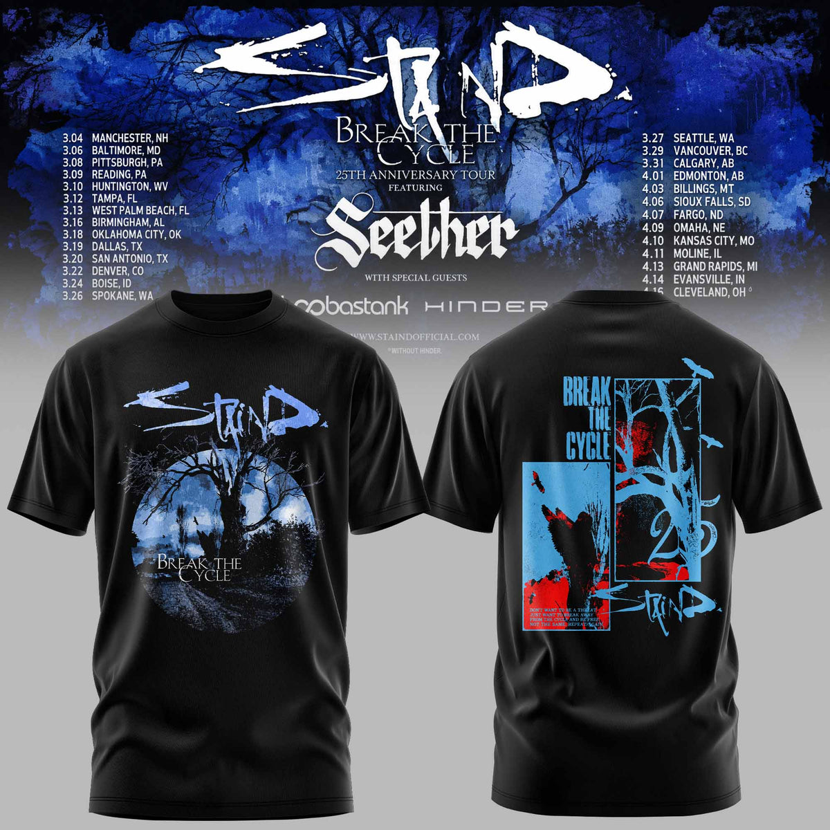 STAIND — BREAK THE CYCLE 25TH ANNIVERSARY TOUR TEE