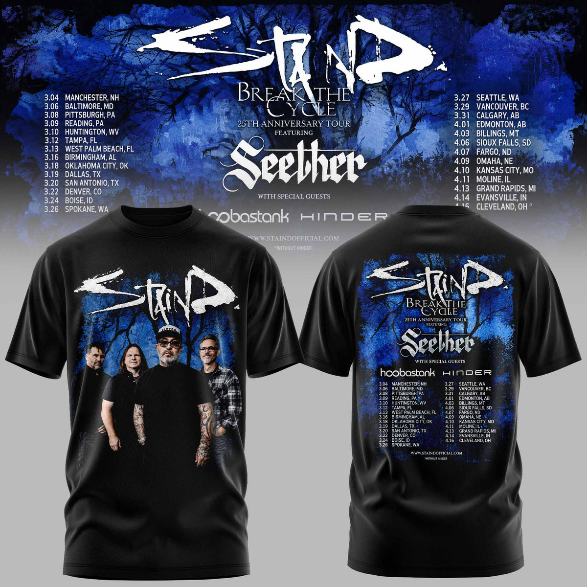 STAIND — BREAK THE CYCLE 25TH ANNIVERSARY TOUR TEE