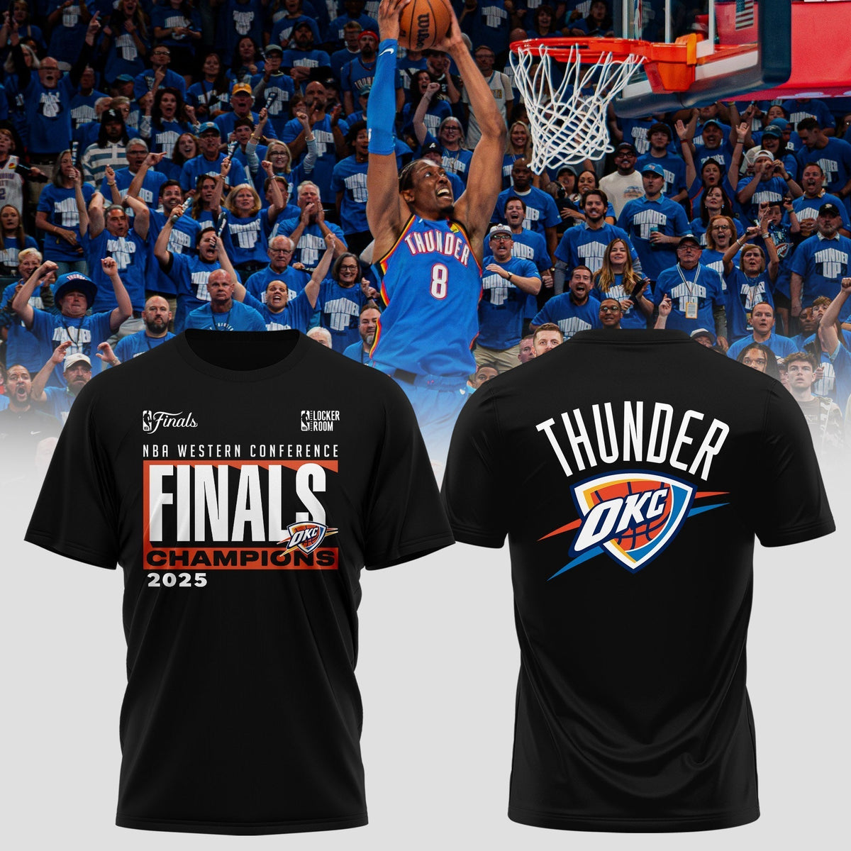Oklahoma City Thunder 2025 Western Conference Champions Locker Room T-Shirt