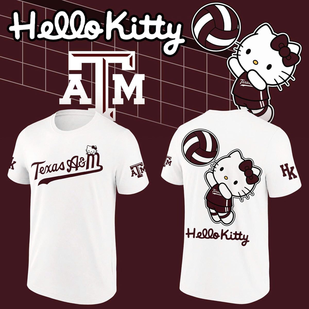 Limited Edition T-Shirt Texas A&M Volleyball x Hello Kitty