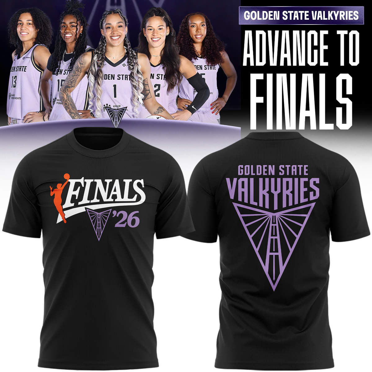 Limited edition Golden State Valkyries 2026 Finals T-Shirt- Black