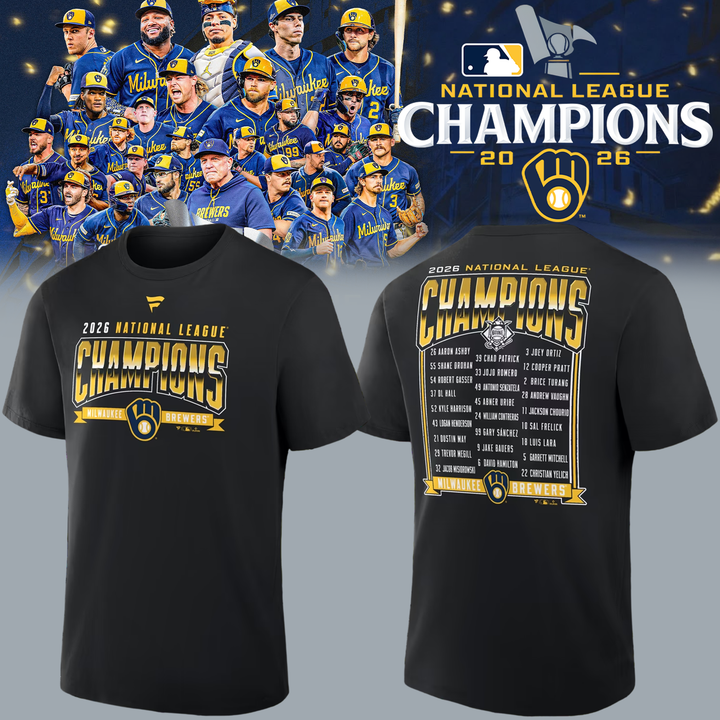 02.Milwaukee Brewers Fanatics 2026 National League Champions T-Shirt - Heather Cha