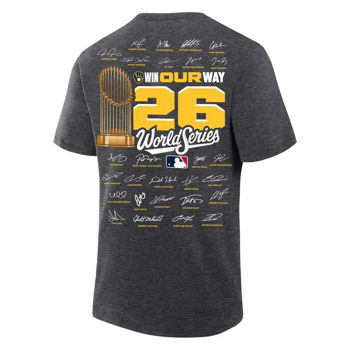05.Milwaukee Brewers Fanatics 2026 National League Champions T-Shirt - Heather Charcoal