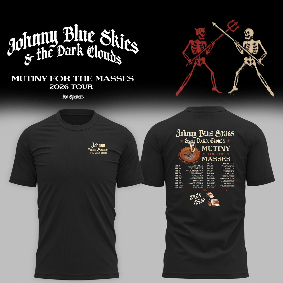 Johnny Blue Tour Dates & Ashes - Mutiny for the Masses 2026 Tour T-Shirt