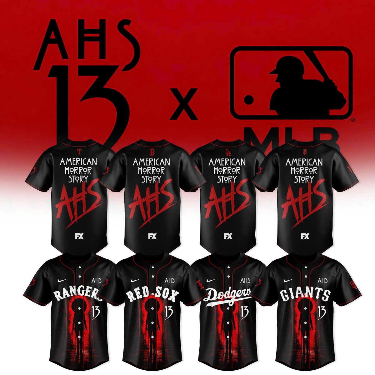 .Baseball All Team x American Horror Story 13 3D All-Over Print Baseball Jersey – Black Style