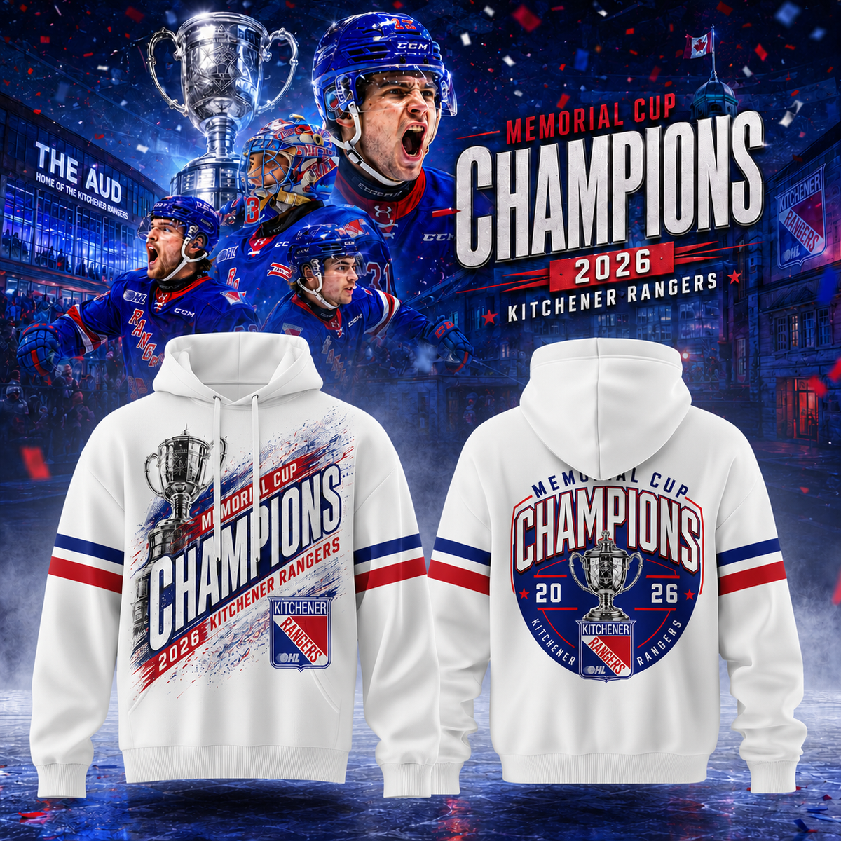 Kitchener Rangers 2026 Championship Memorial Cup White Hoodie