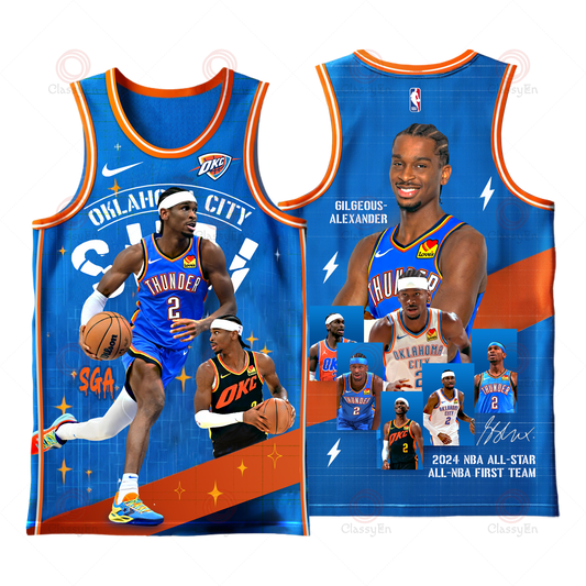Thunder Shai Gilgeous-Alexander #2 Oklahoma City Team 3D Basketball Jersey