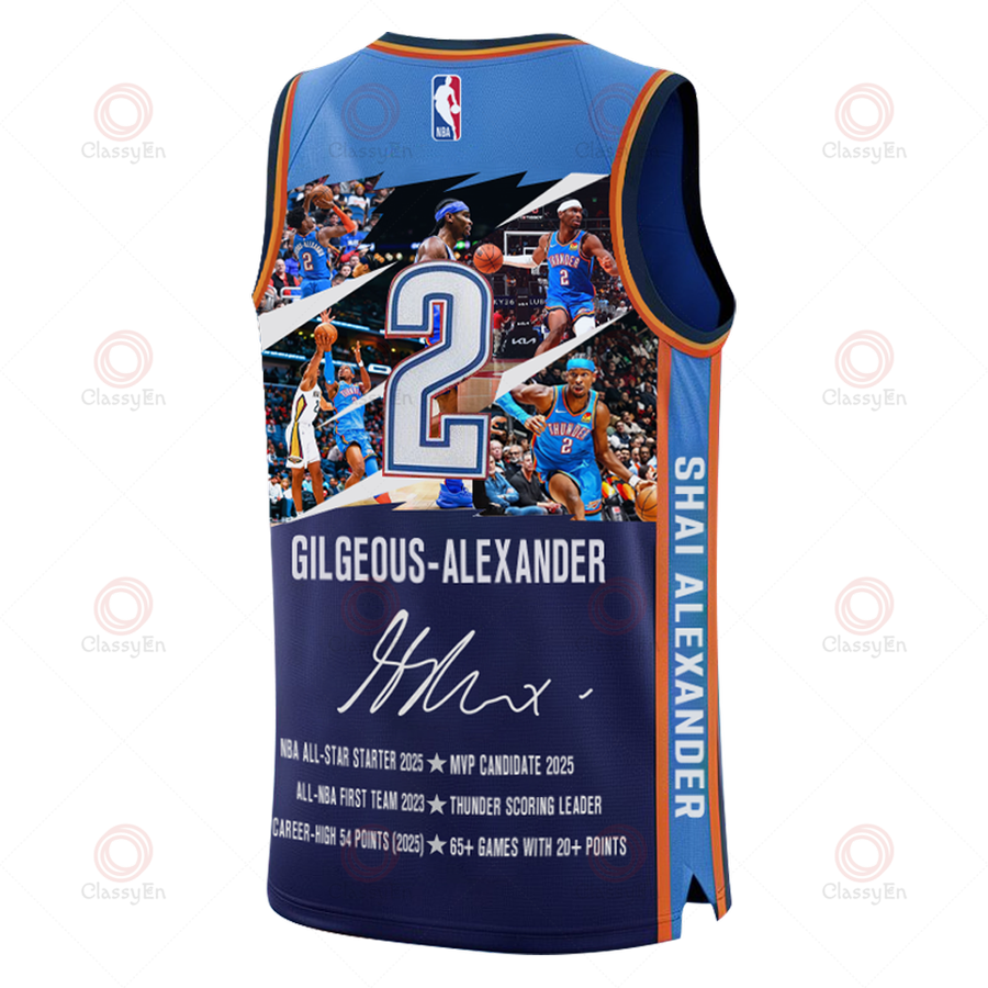 Shai Gilgeous-Alexander #2 Oklahoma City Thunder Basketball 3D Basketball Jersey