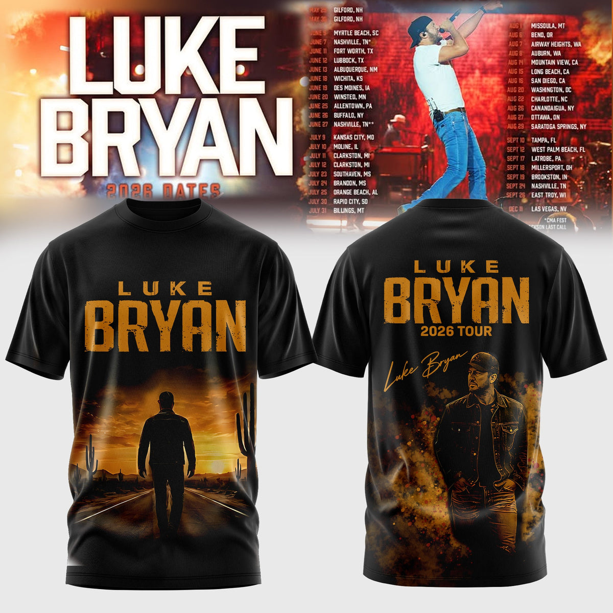 LUKE BRYAN 2026 TOUR MERCH – COUNTRY NIGHTS TEE