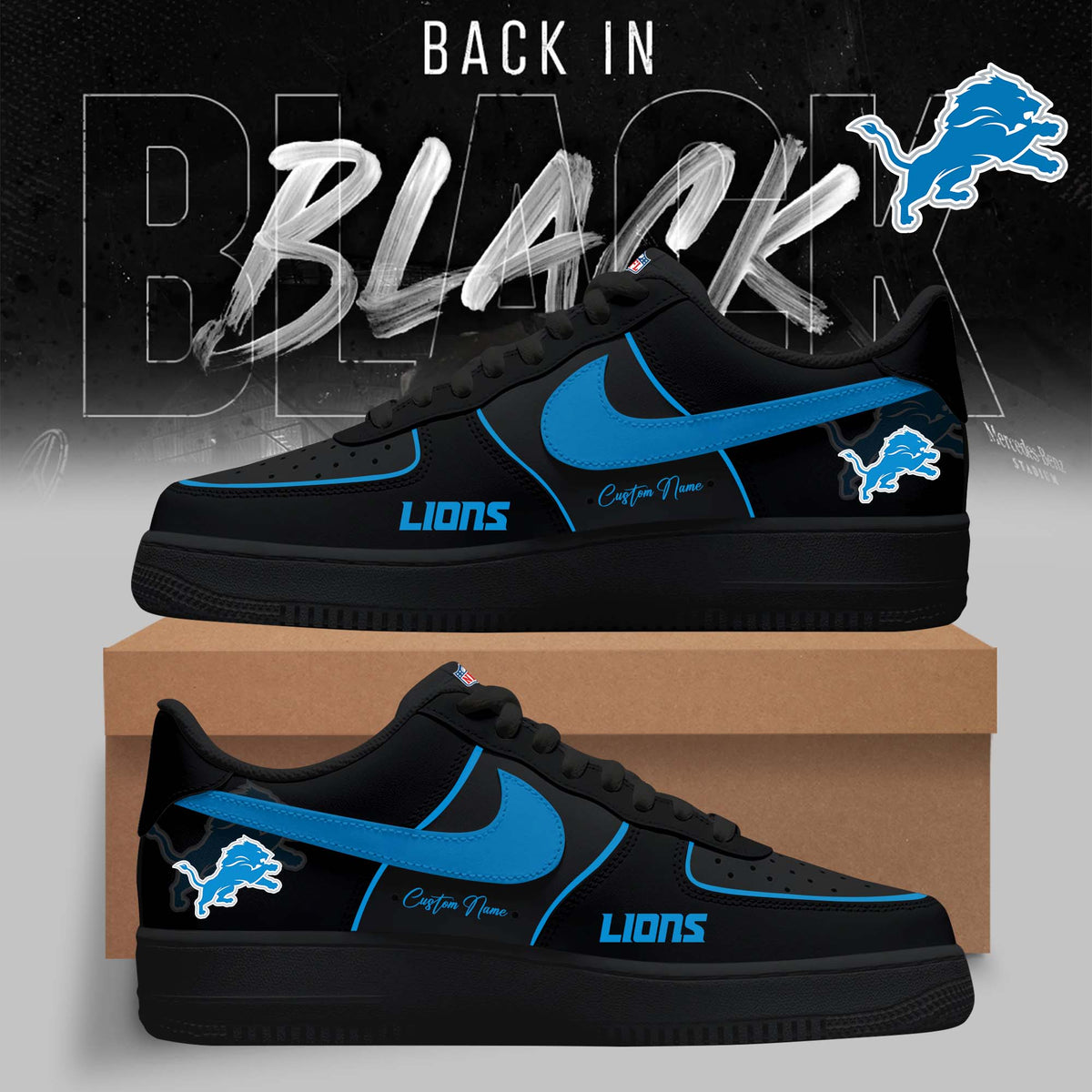 Detroit Lions – 2025 Back In Black Limited Edition AF1