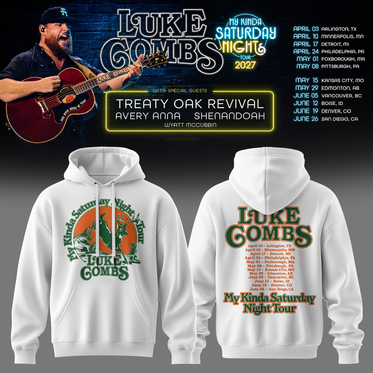 LUKE COMBS — MY KINDA SATURDAY NIGHT TOUR 2027 HOODIE