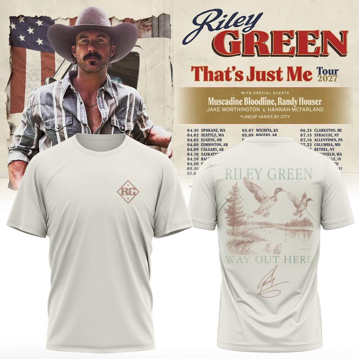 Riley Green That’s Just Me Tour signed TShirt