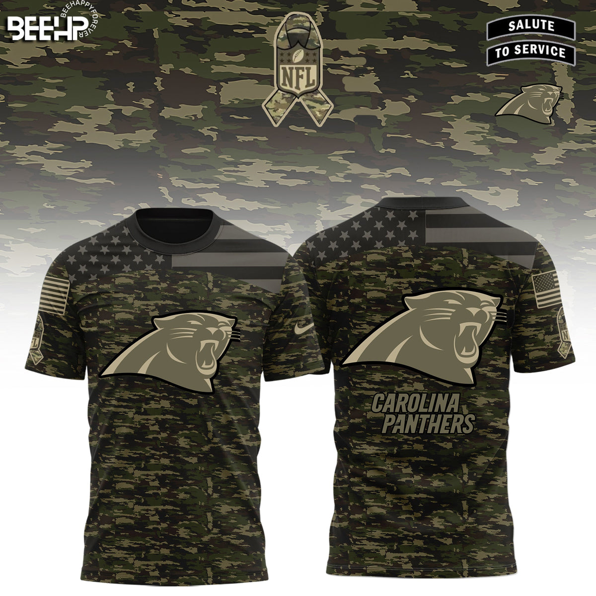 Carolina Panthers Camo 2025 Salute to Service Limited Edition Combo T-Shirt