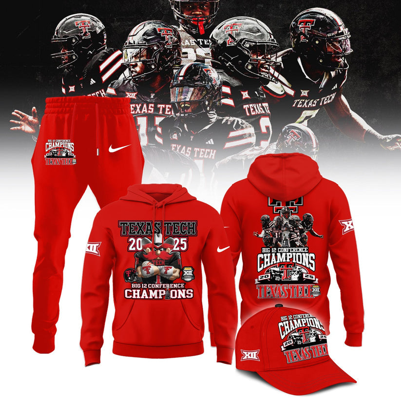 Texas Tech Red Raiders 2025 CHAMPIONS Big12 Football Combo Hoodie