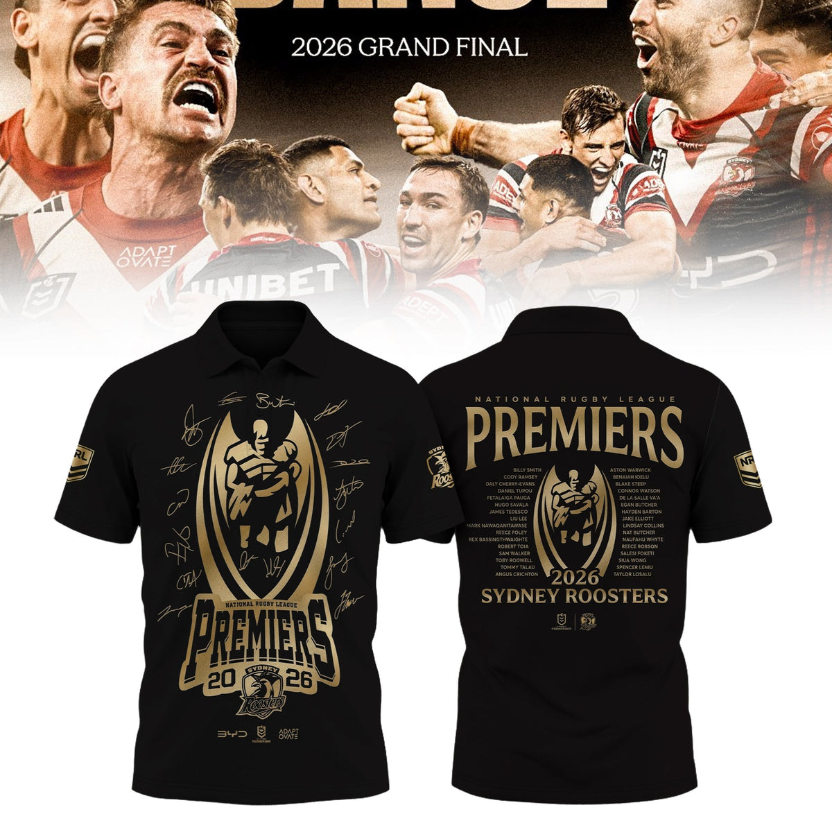 Limited Edition Sydney Roosters Premiers 2026 Polo