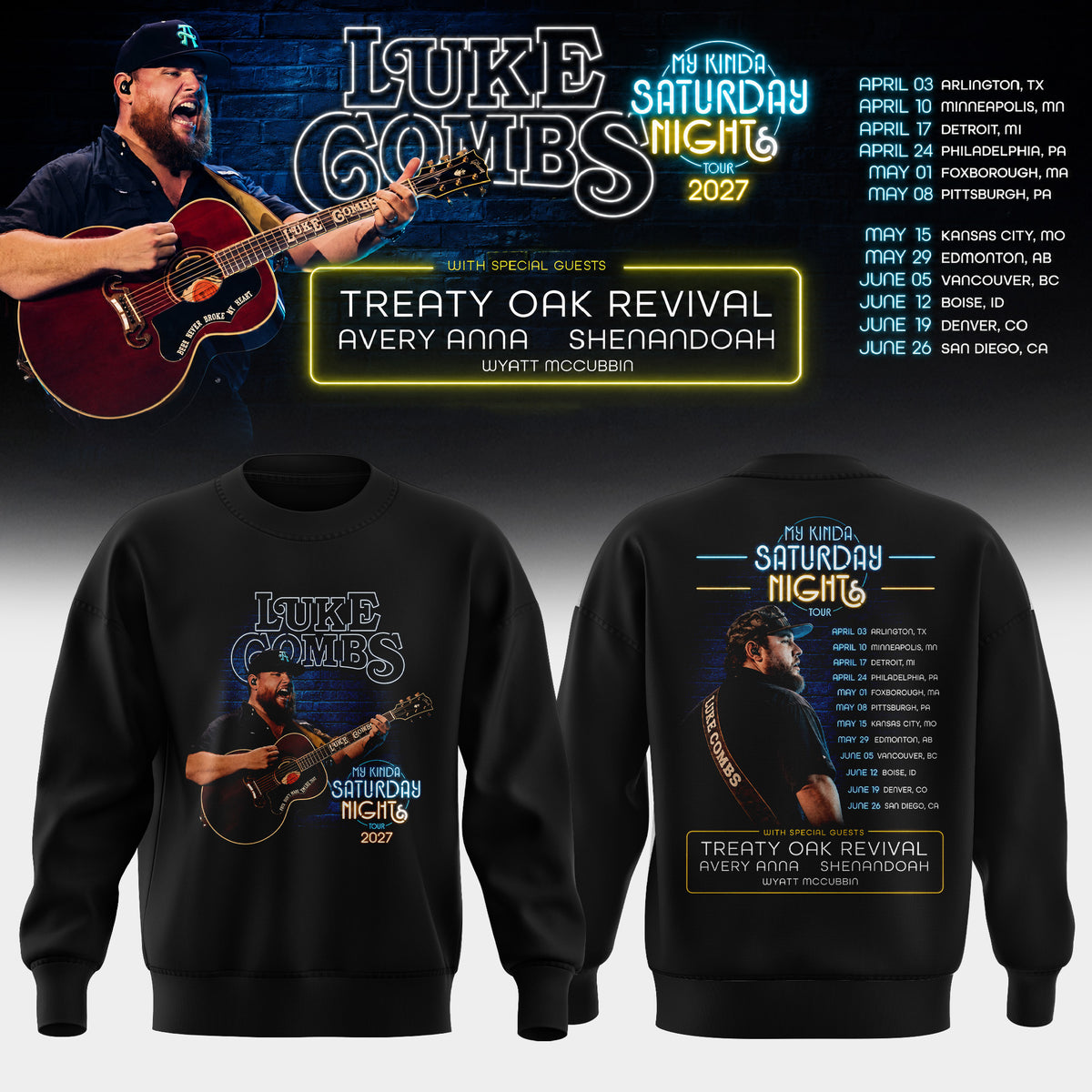 LUKE COMBS — MY KINDA SATURDAY NIGHT TOUR 2027 Sweatshirt
