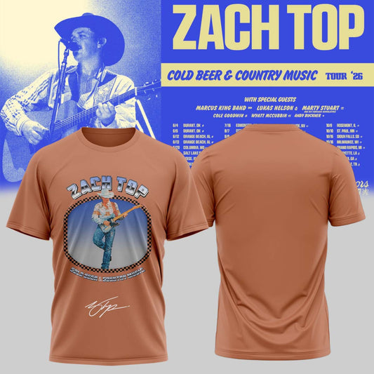 Zach Top “Cold Beer & Country Music Tour 2026” Signature Limited Edition – Tshirt