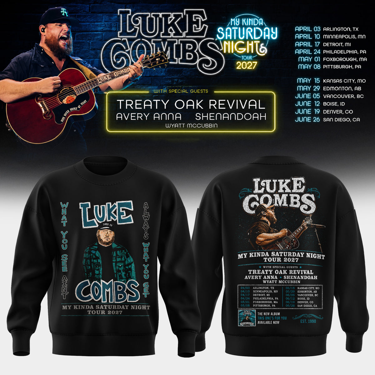 LUKE COMBS — MY KINDA SATURDAY NIGHT TOUR 2027 Sweatshirt