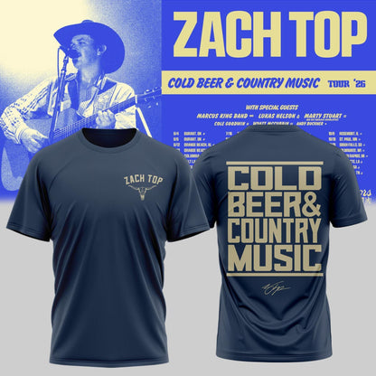 Zach Top “Cold Beer & Country Music Tour 2026” Signature Limited Edition – Tshirt