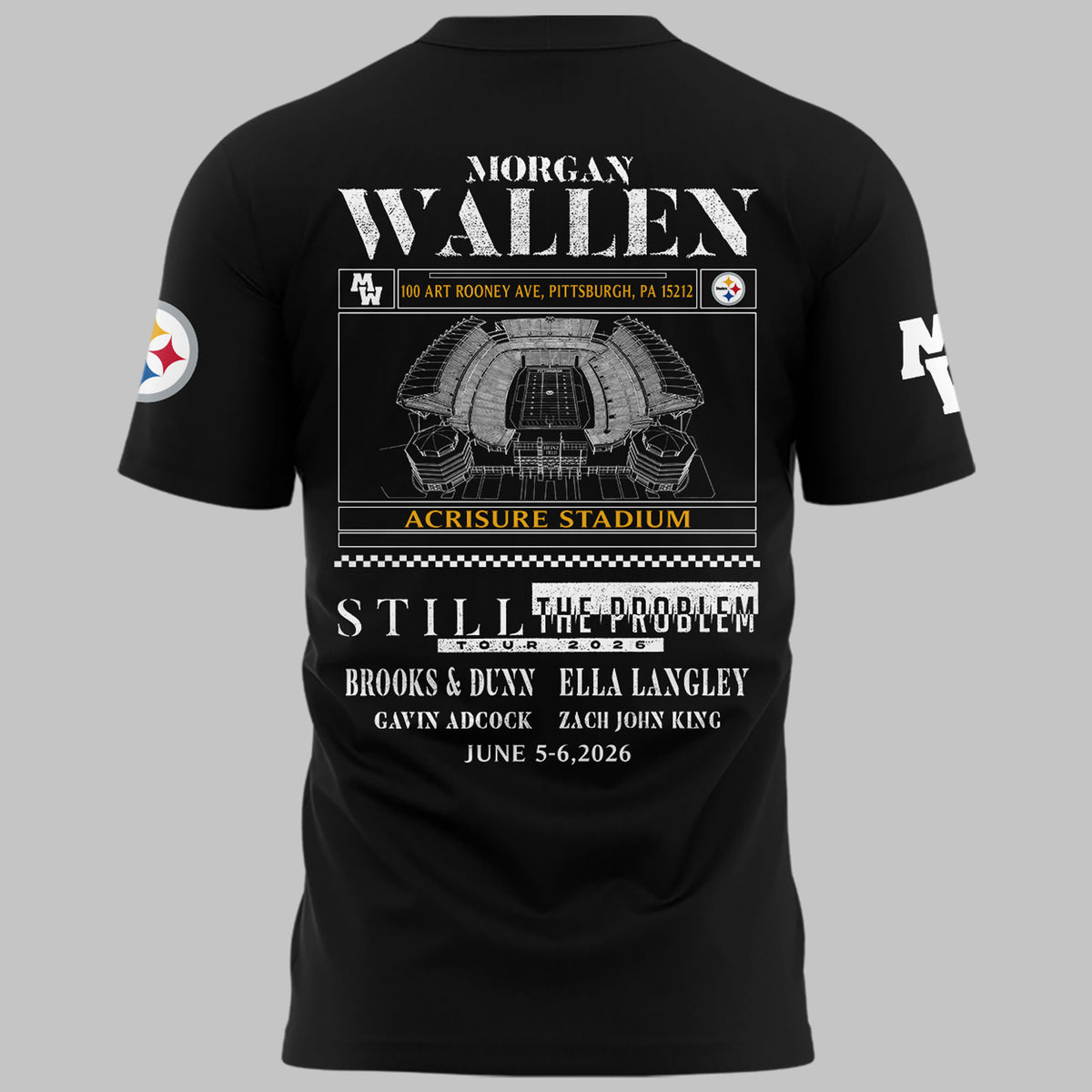 Limited Edition Morgan Wallen x Pittsburgh Steelers Black Tshirt 2026