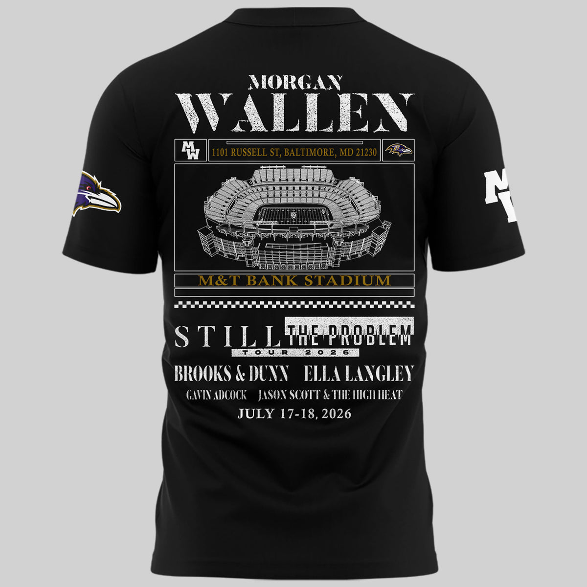 Exclusive Version Baltimore Ravens x Morgan Wallen Black Tshirt 2026