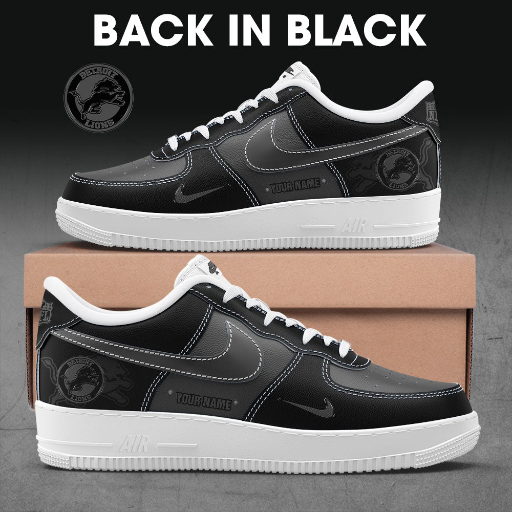 . D Lions Back In Black Custom Name Shoes AF