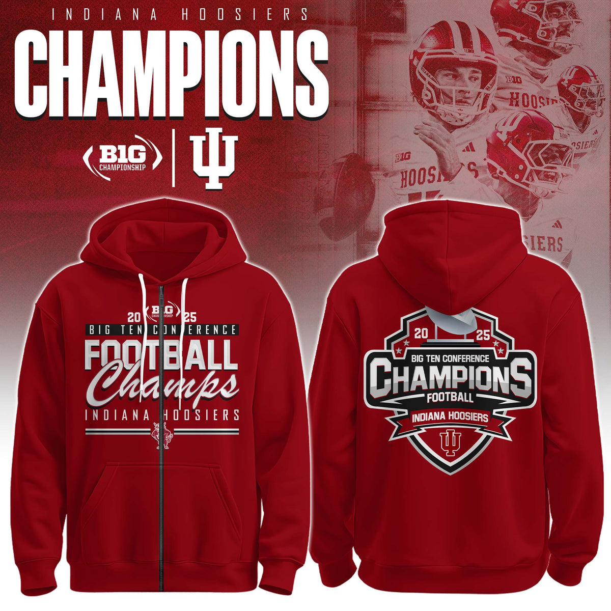 Indiana Hoosiers Champions Zip Hoodie Ver 1