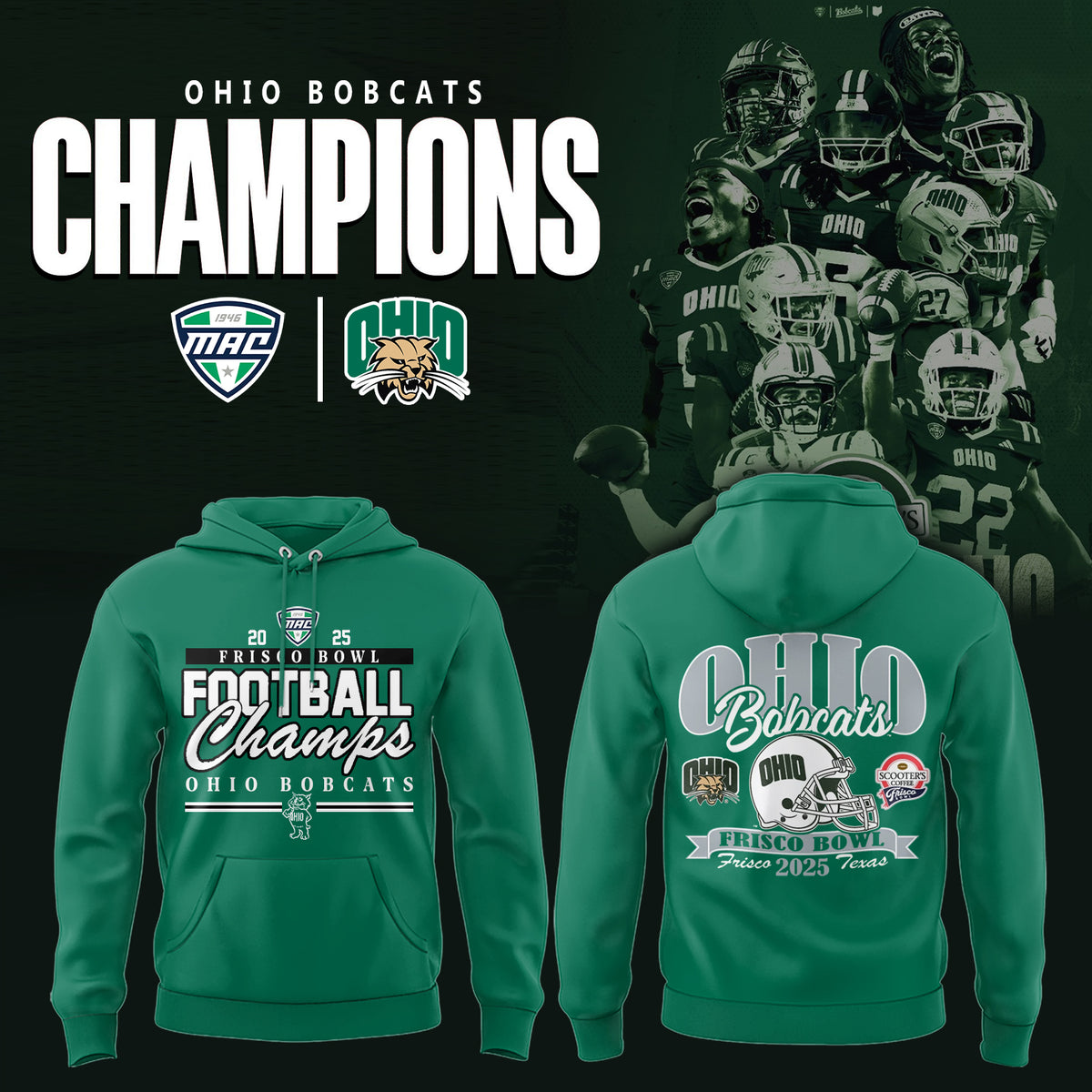 Limited Edition Ohio Bobcats Football Hoodie HD30076B