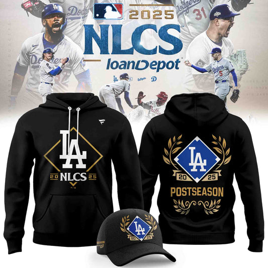 _   Los Angeles Dodgers Fanatics Black 2025 National League Division Series Champions Big &amp; Tall Locker Room Hoodie