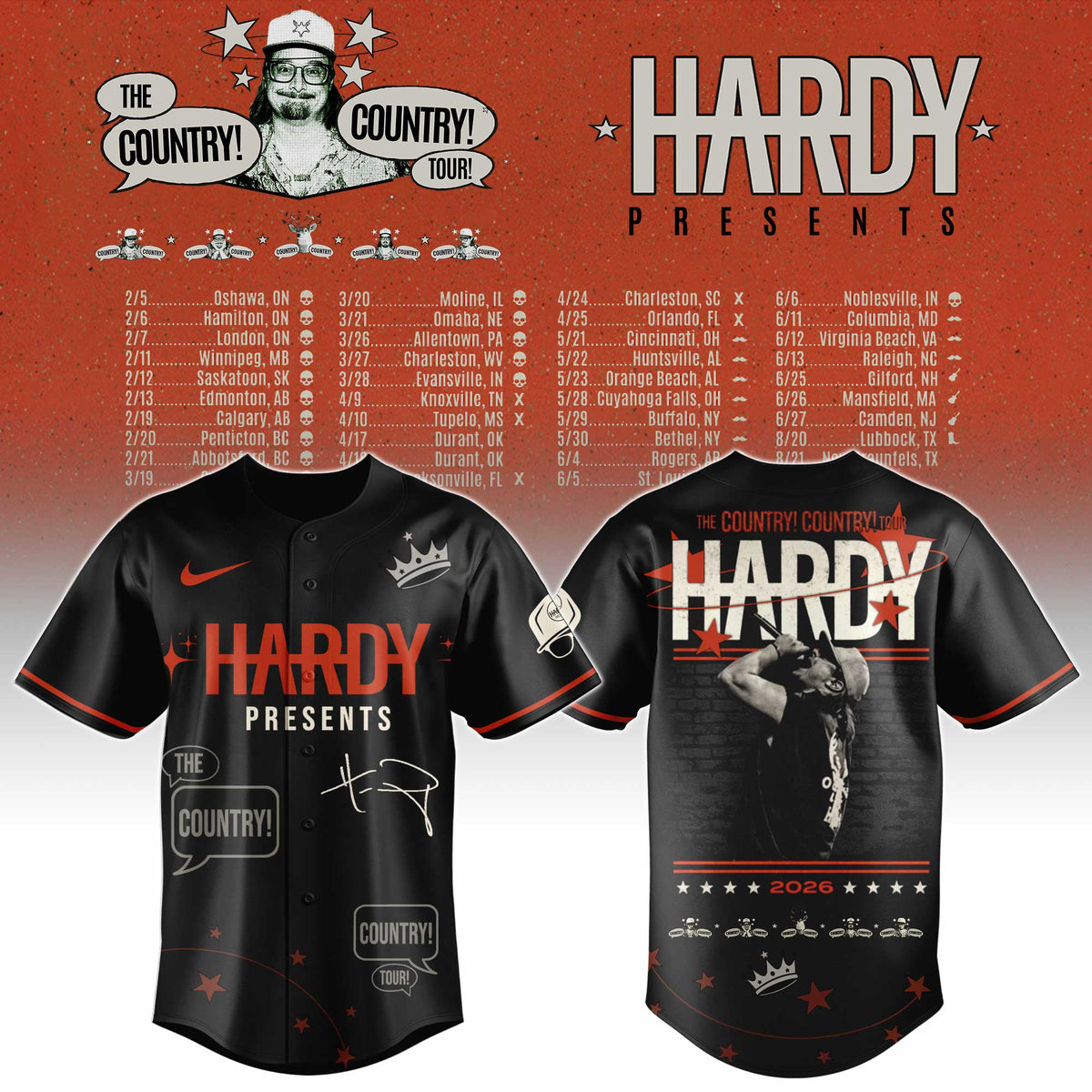 . Hardy The Country Country Tour 2026 Jersey