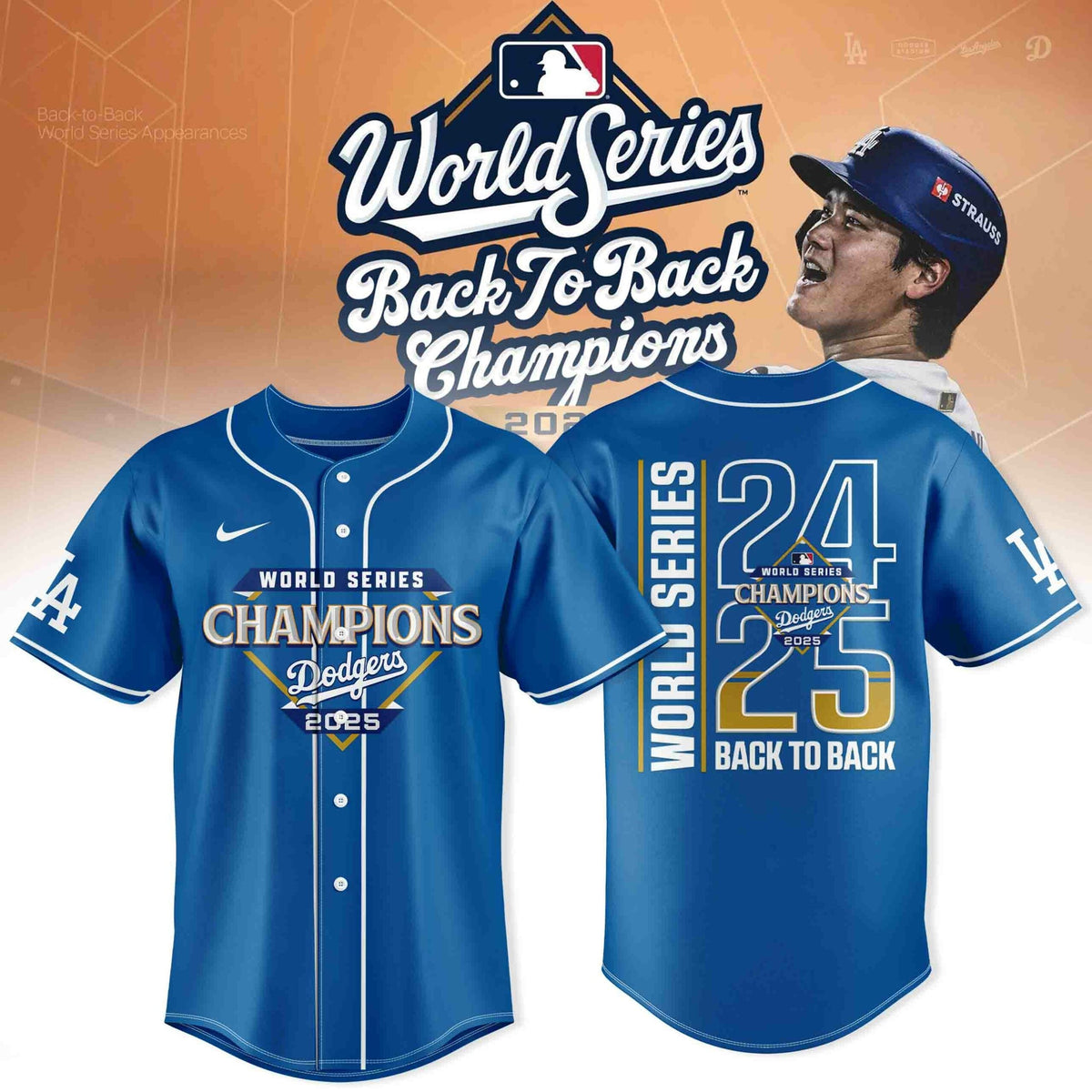 Los Angeles Dodgers – 2025 Back to Back World Series Champions Jersey