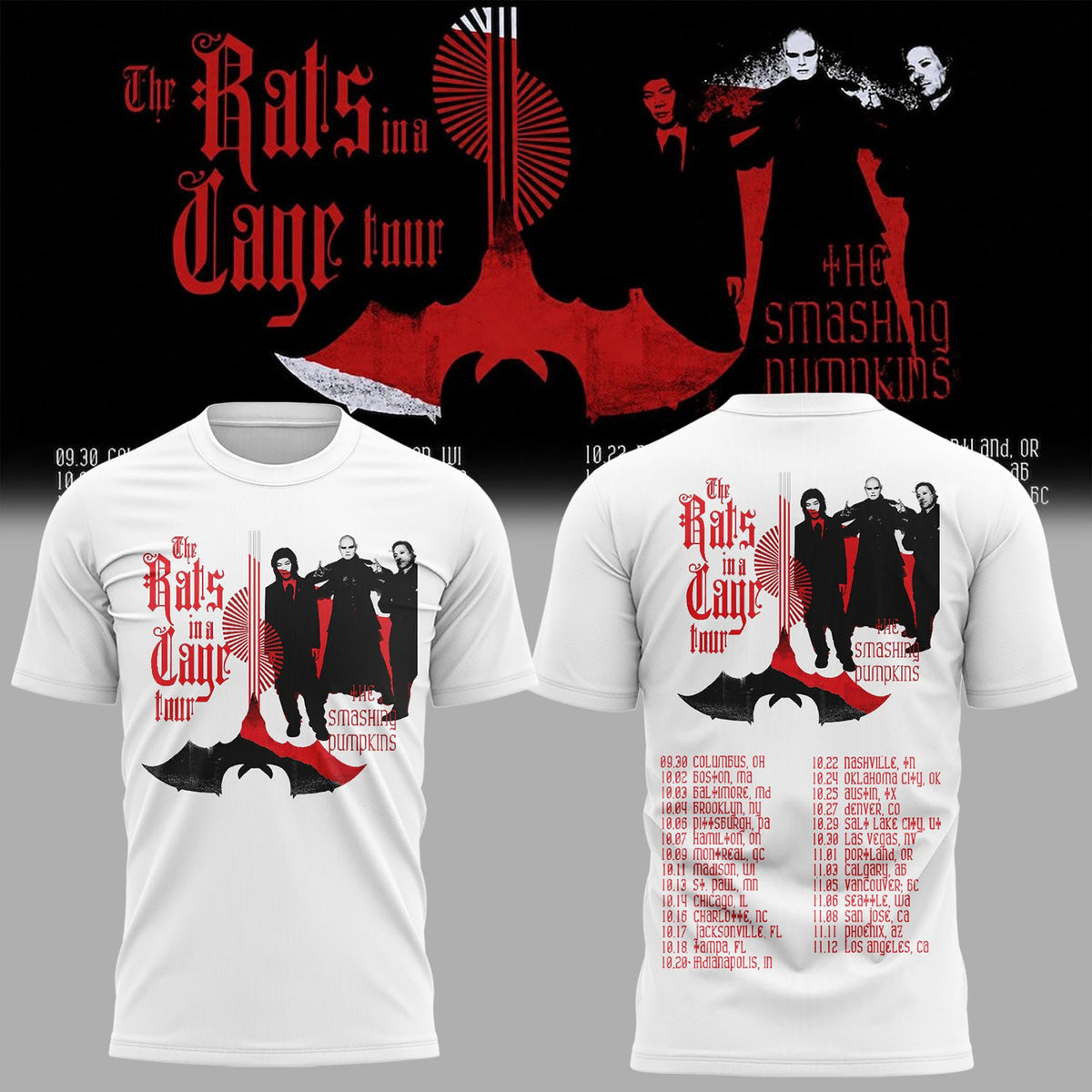 The Smashing Pumpkins – ‘The Rats in a Cage Tour’ 2026 Exclusive TShirt