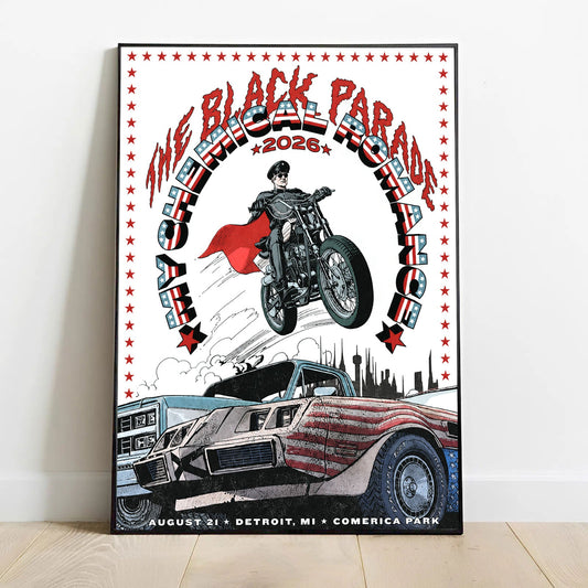 Limited Edition MCR Long Live The Black Parade Tour 2026 At Detroit Poster