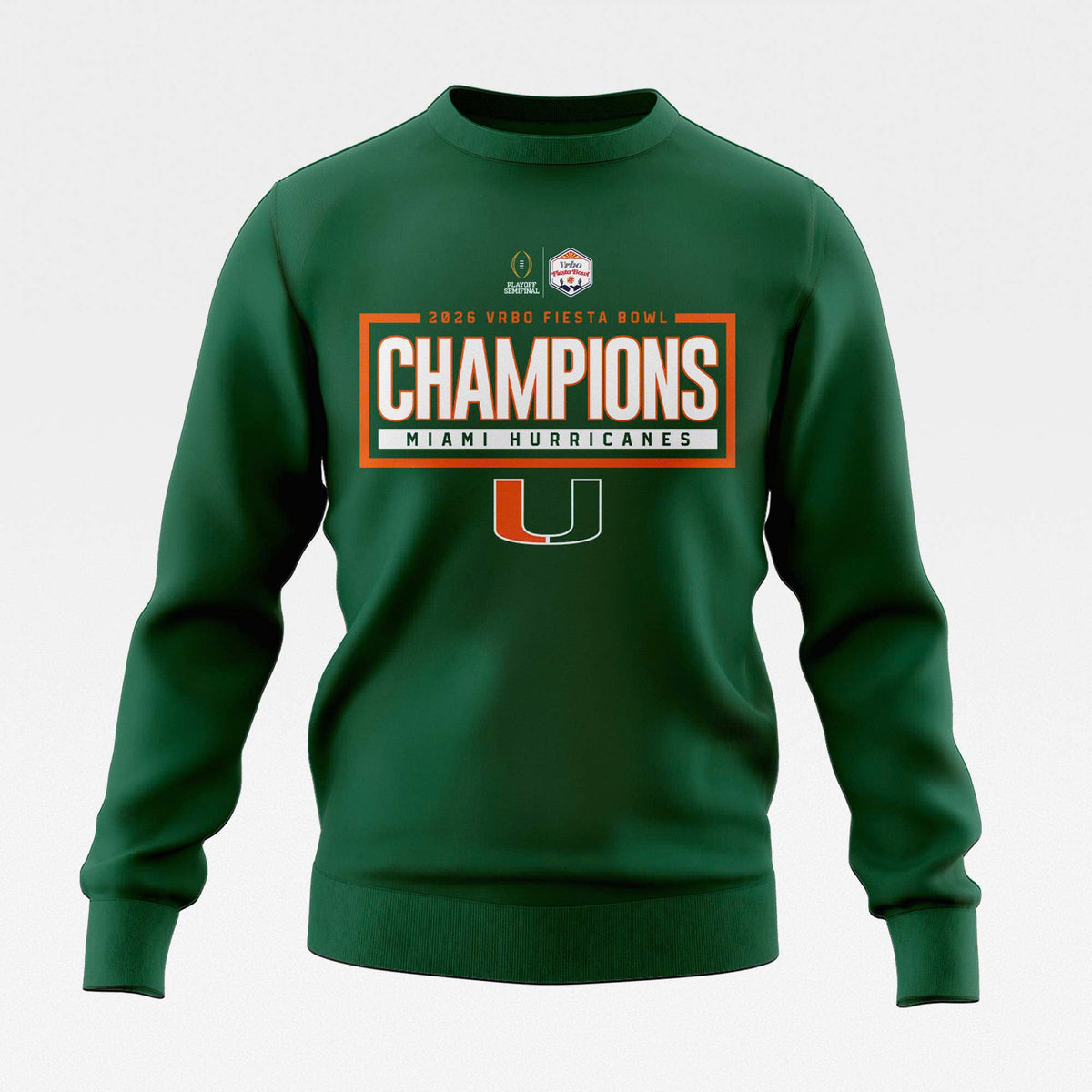 Miami Hurricanes 2026 Fiesta Bowl Champions Sweatshirt – Green