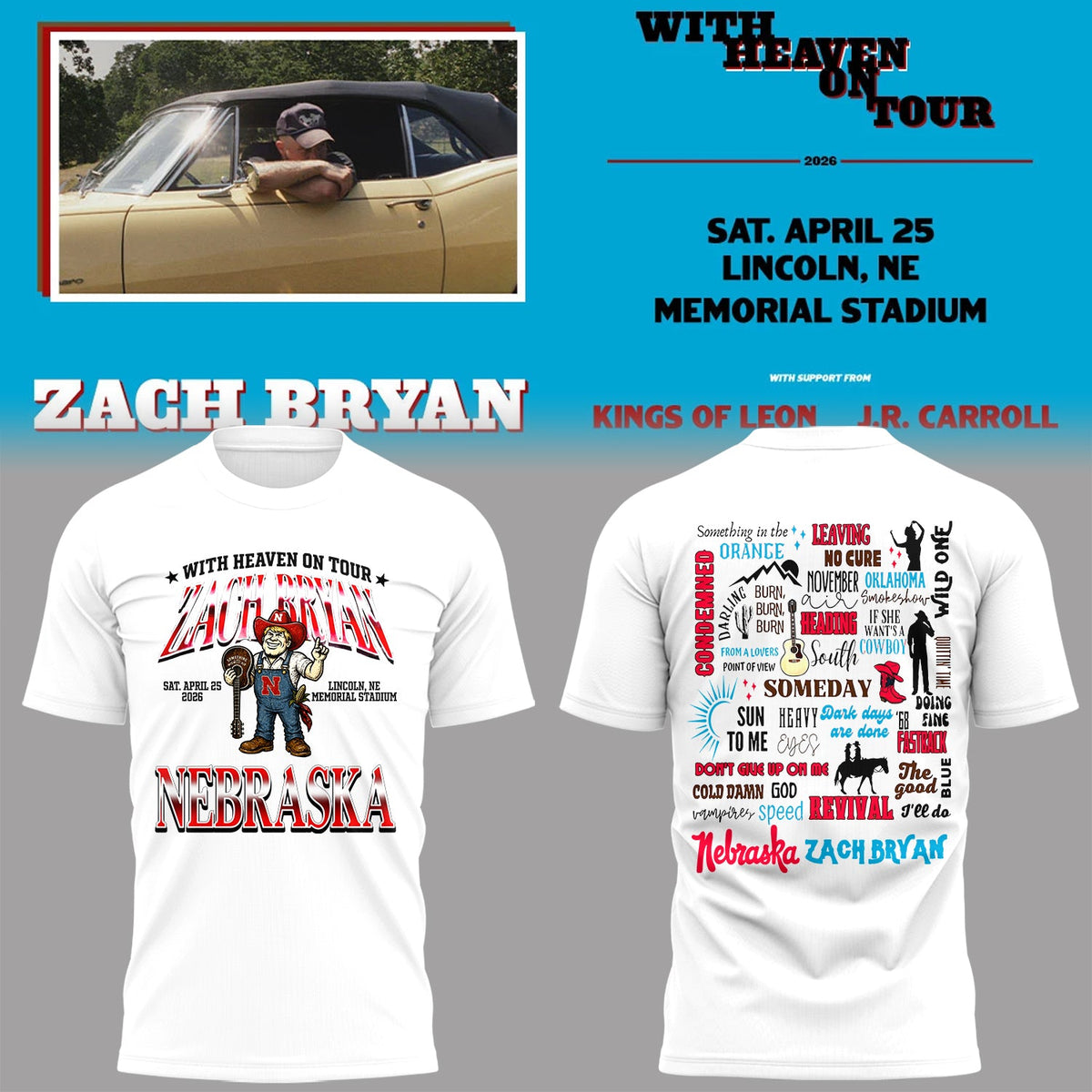 Limited Edition “With Heaven On Tour 2026” at Memorial Stadium Tshirt
