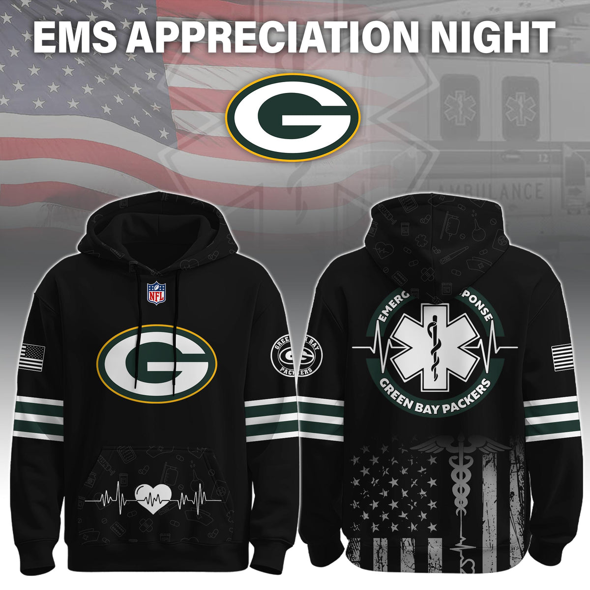 Green Bay Packers x EMS Appreciation Night Game Hoodie