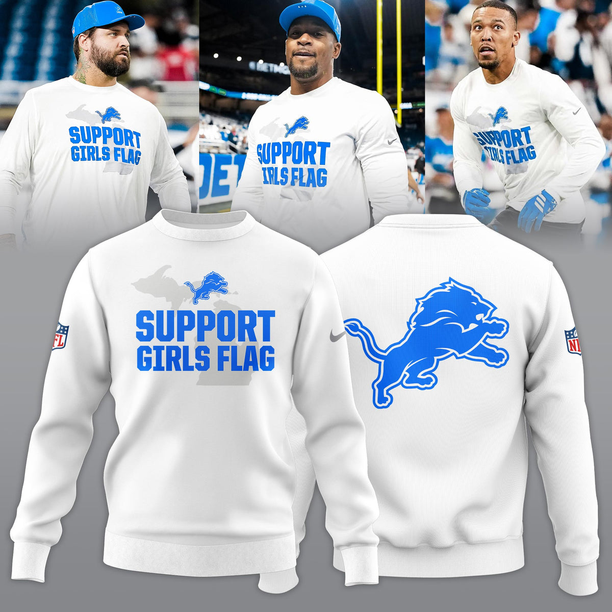 _ .Detroit Lions “Support Girls Flag” Limited Edition Sweatshirt