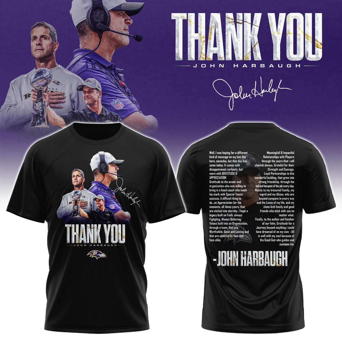 BAL Ravens Coach “John Harbaugh” Appreciation T.shirt