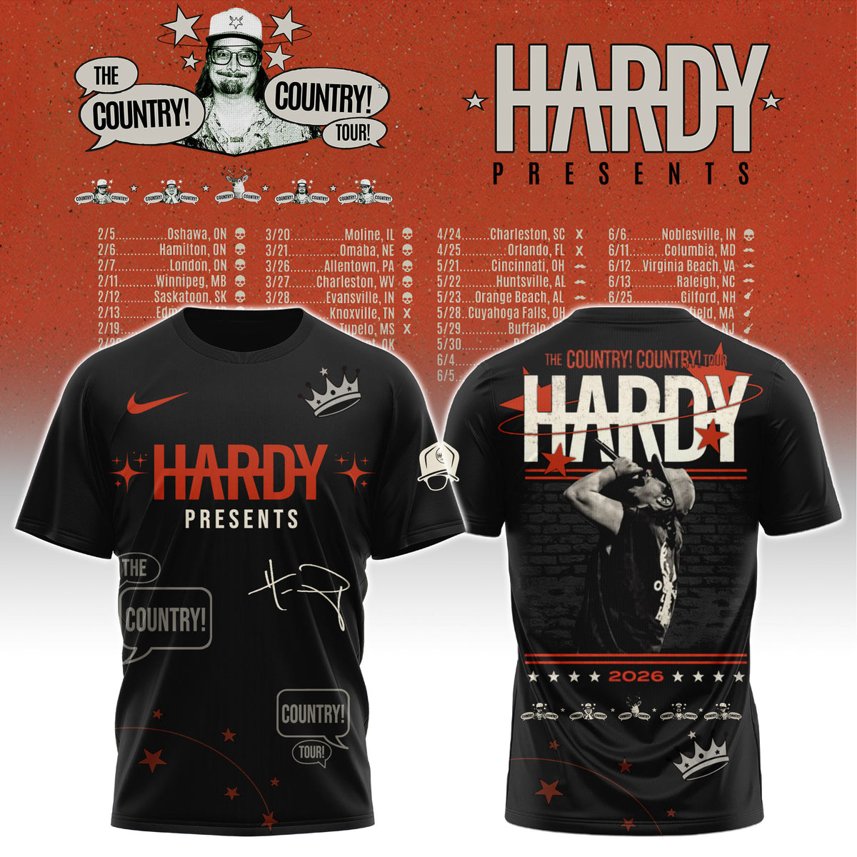 .Hardy The Country Country Tour 2026 Tshirt