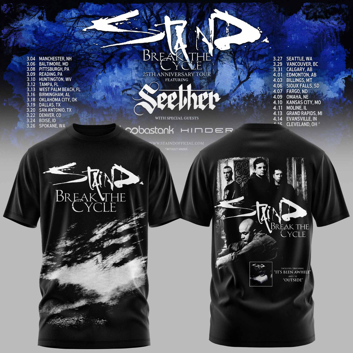 STAIND — BREAK THE CYCLE 25TH ANNIVERSARY TOUR TEE