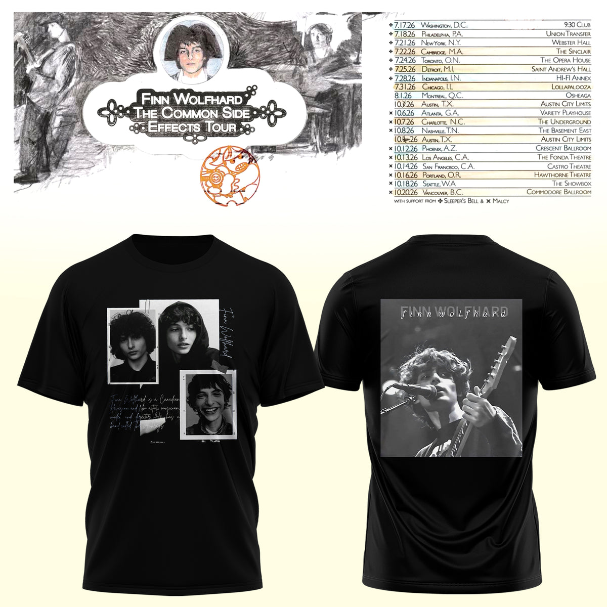 _Finn Wolfhard – The Common Side Effects Tour T-Shirt