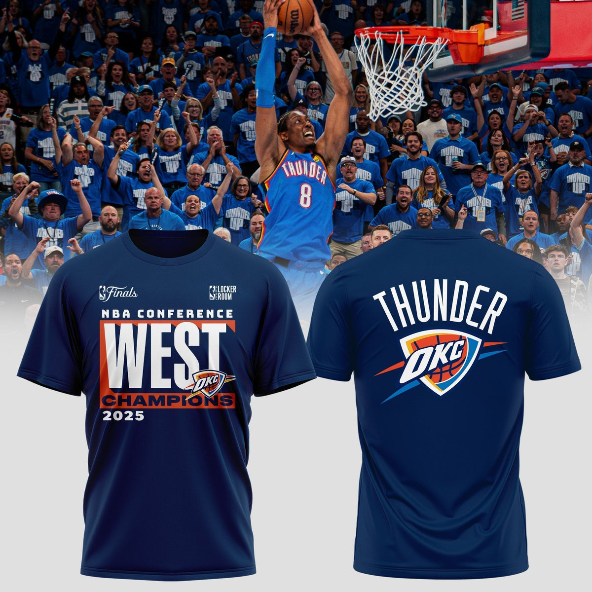 Oklahoma City Thunder 2025 Western Conference Champions Locker Room T-Shirt